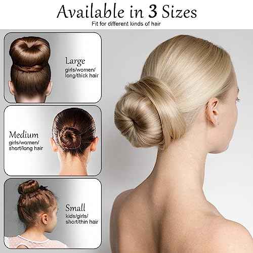 HOFASON Hair Bun Maker Donut 12 Pcs, Medium Sock Bun Doughnuts for Ballet Style Buns, Long Hair Accessories Bulk Ring Shaper for Women and Girls (Size M / 2.75 Inch, Brown)