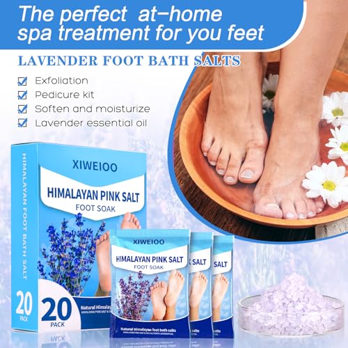 Foot Soak salt kit with Tea Tree Oil - Moisturize, Reduce Foot Odor, & Soothe Aching Feet tool set Foot cream spa bath massager Epsom Salt foot pedicure kit at home spa