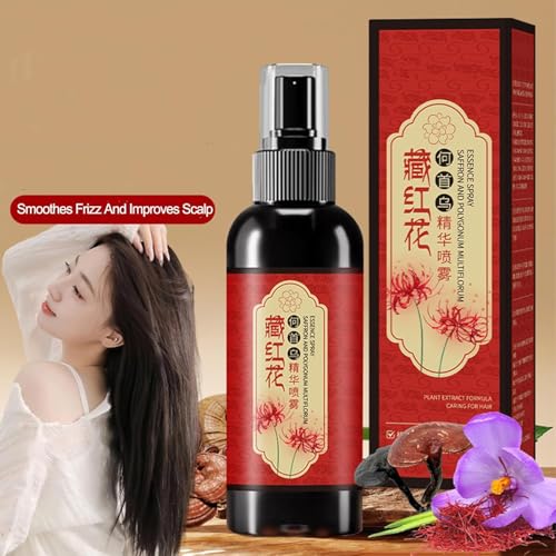 Herbal Black Hair Spray, Saffron Hair Blackening Spray, Affron And Polygonum Multiflorum Essence Sprays, Leaving Hairs Shiny Non-Frizzy