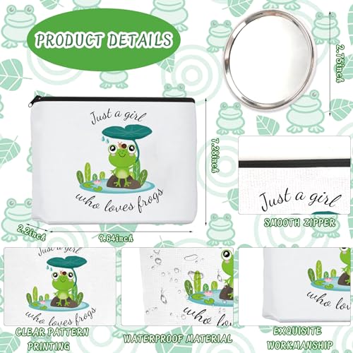 Frog Gifts for Frog Lovers, Includes Makeup Bag, Cute Socks, Frogs Writing Gel Ink Pen & Mini Round Mirror, Just Who Loves Frogs, Birthday Gift for Women