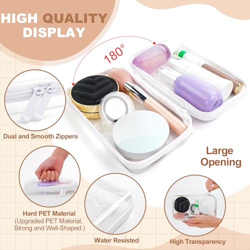 3pcs Clear Hard Shell Zipper Case, Transparent Hard Plastic Zipper Pouches, Portable Travel Organizer, Clear Toiletry Bag, Craft and Arts Organizer, Toy Storage Bins, Stackable Hard Side Plastic Case