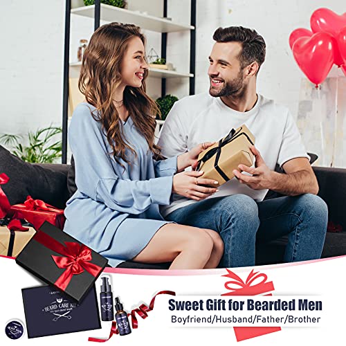 Lionmane Beard Care Christmas Gifts Kit for Men, Beard Mustache Grooming Kit-Beard Balm, Beard Wash, Beard Oil, Brush, Scissors, Birthday Anniversary Thanksgiving Gifts for Husband/Boyfriend/Dad/Him