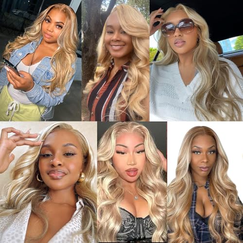 Ombre Blonde Bundles Human Hair P27613 Body Wave Bundles 20 22 24 Inch Double Weft Brazilian Hair Extensions Two Tone #27 Mixed With 613 Bundles Silky Soft for Women