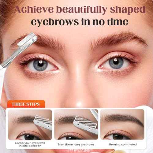 Eyebrow Trimmer Scissor, 2025 Upgrade Precision Eyebrow Grooming Kit, Portable Razor for Home Use, Removal Scissor Shaping Tool for Women (Yellow 1PCS)