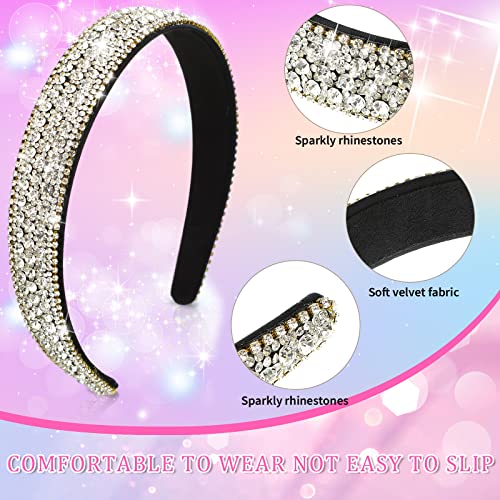 Waydress 4 Pieces Rhinestone Headband for women Glitter Sparkly Rhinestone Hairbands Bling Diamond Crystal Headwear for Women Girls Hair Accessories Birthday Wedding Gifts(Stylish Color)