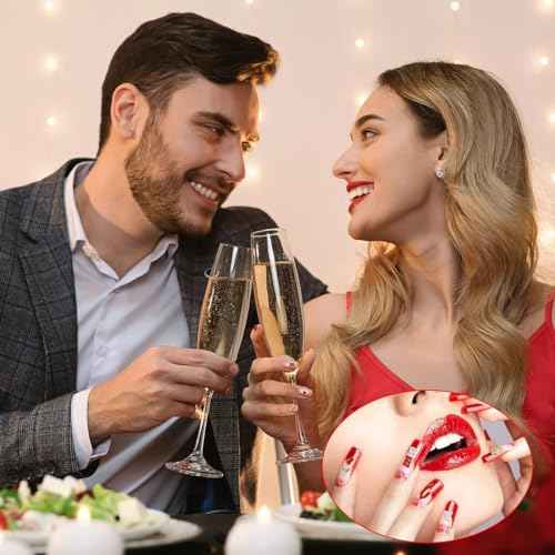 27Pcs Valentine's Day 3D Nail Charms Press ON Nails Heart Nail Rhinestone Decals Lip Mark Shaped Nail Art Valentine Love Lips Beautiful Look for Nail Jewelry Lipstick Rose Alloy Nail Gems Decorations