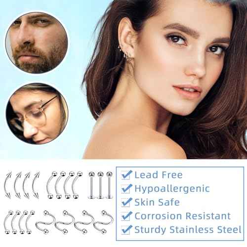 153Pcs Piercing Kit: 12G, 14G, 16G, 20G Needles & 316L Stainless Steel Jewelry for Nose, Belly, Lip, Ear & More