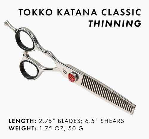 Katana Classic Left Handed Professional 6.5" Lefty Hair Shear Set by Tokko Shears, 440C Japanese Steel Left Hand Haircut Regular & Thinning Scissors for Barbers and Salon Professionals