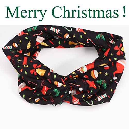 6 Pack Christmas Knotted Headbands for Women Gils Snowman Yoga Twist Workout Hair Accessories Gifts
