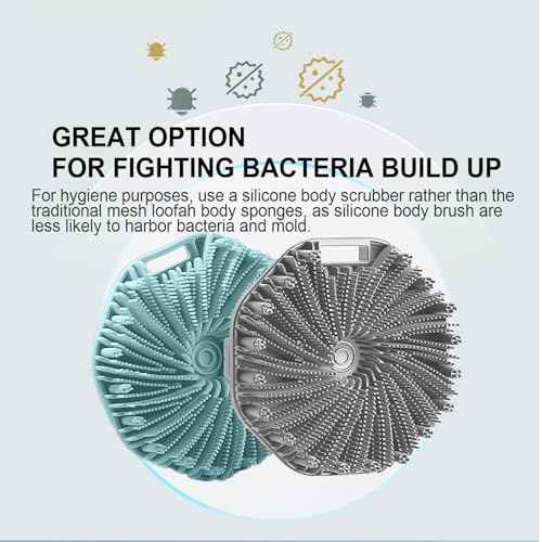 Silicone Body Scrubber Shower Brush Super-Exfoliating Body Brush with Non-Slip Strap, Eco-Friendly Bath Scrubber for Sensitive/All Skin Types, Gentle Massage & Effective Shower Exfoliation