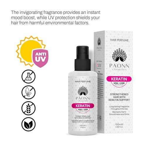 Keratin Hair Perfume, Keratin-Enriched Mist, UVA & UVB Protection Fragrance, Long-Lasting Scent, Hair Care Smoothness & Shine
