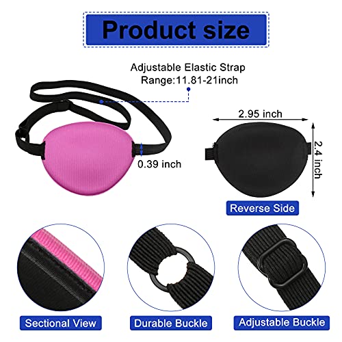 Geyoga 16 Pcs Medical Eye Patches Adjustable Colorful Halloween Pirate Costume Pink Soft Silk Amblyopia Left Right Single Lazy Eye Patches Mask Cover Black for Adults Women Kids Girls Men