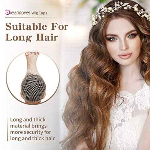 Dreamlover Wig Caps for Women, Hair Net for Wig, Mesh Wig Cap for Long Hair, Natural Nude, 2 Pieces