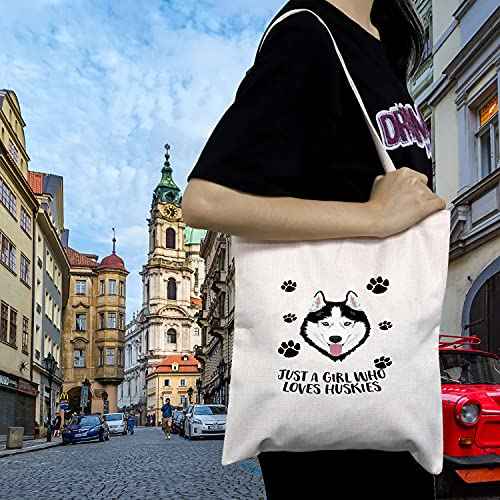 MBMSO Husky Makeup Bag Husky Lover Gifts for Women Just a girl Who Loves Huskies Cosmetic Bag Siberian Husky Owner Gifts for Husky Mom Zipper Pouch Travel Case (Husky Tote bag)