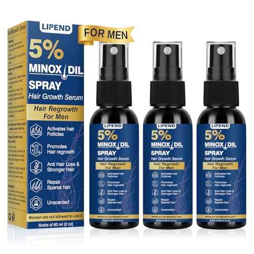 5% Minoxidil for Men Hair Growth Spray Serum Topical Minoxidil Beard Hair Regrowth Thicker Prevent Hair Loss for Thicker Longer Fuller Healthier Hair 3 Bottles of 2oz