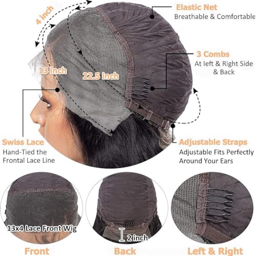 Body Wave Wigs Human Hair 180% Density 13x4 HD Lace Front Wigs Human Hair Pre Plucked Body Wave Glueless Wigs Human Hair Lace Frontal Wigs for Women 22 Inch