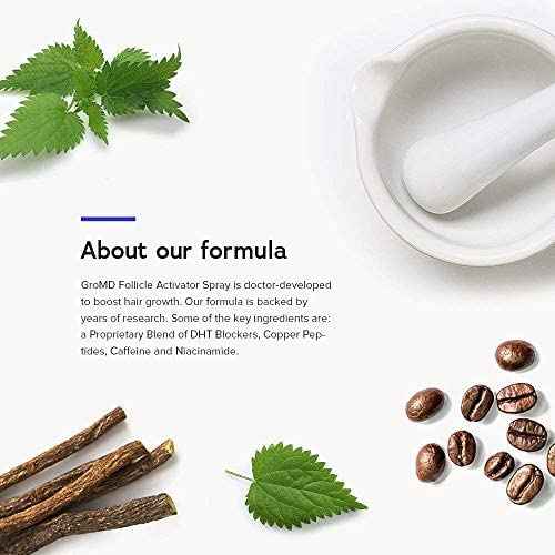 GroMD Hair Loss Serum, Hair Growth Treatment, Regrowth, Follicle Activator Spray, Argan Oil, Biotin & Caffeine, Thickening, Doctor Developed, DHT Blocking Ingredients, 60 Day Supply