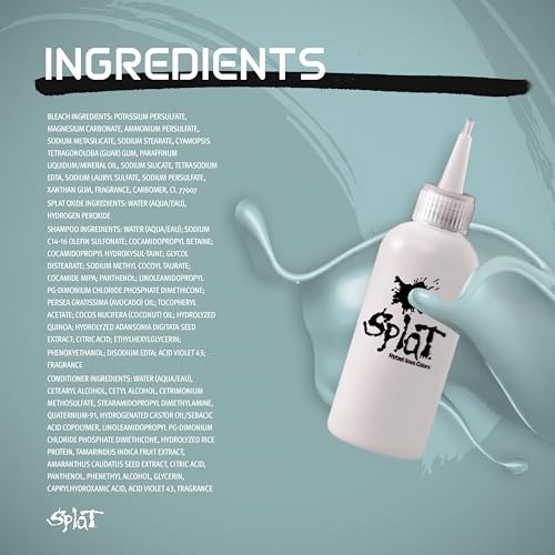 Splat Brilliant Bleach Kit, 1 Application, Includes Oxide, Bleach, Purple Toning Shampoo & Purple Toning Conditioner, Hair Bleach Kit Lifts up to 8 Levels, Vegan & Cruelty Free