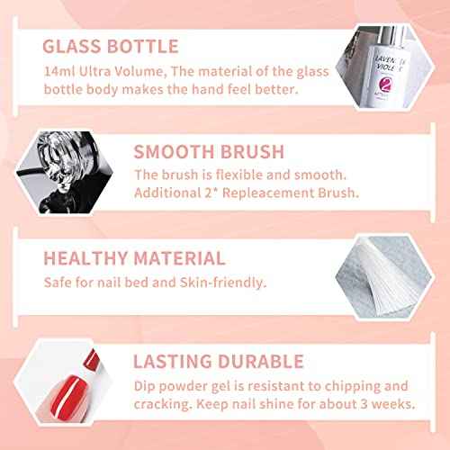 Lavender Violets Dip Powder Liquid Set with Activator, Base Top Coat and Brush Saver 0.5oz/Bot Nail File Necessary Tools for Dipping Powder Acrylic Manicure Pedicure J775
