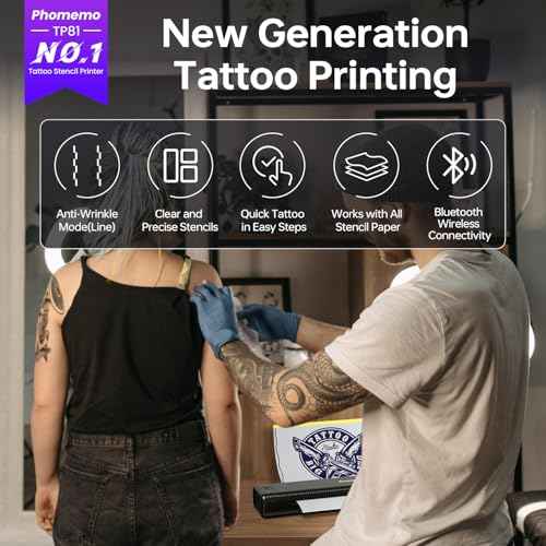 Phomemo TP81 Tattoo Printer Upgraded,Tattoo Stencil Printer with 4 Pcs Tattoo Transfer Gel, 20 Pcs Transfer Paper, Stencil Printers for Tattoo Artists & Beginners