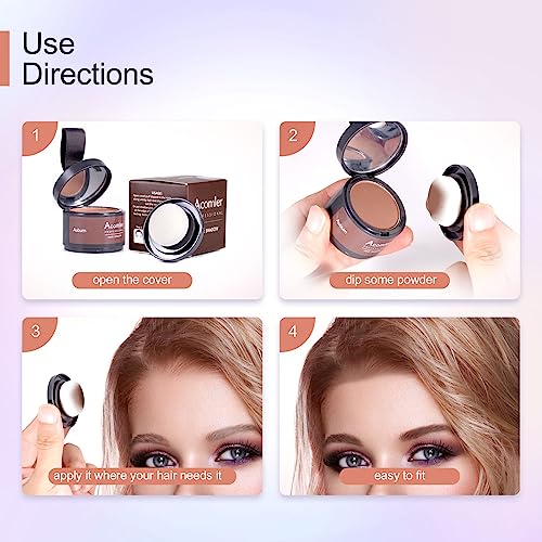 Acomler Instantly Root Touch Up Hair Color Hairline Shadow Powder,Root Cover Up,Dark Brown for Thinning Hair, Grey Hair Coverage Hair Powder for Women with Eyebrows,Beard Line,Bald Spots (Dark Brown)