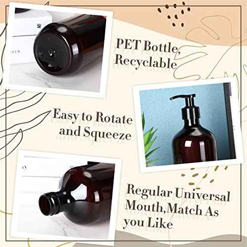 Tessco for you 12 Pack Amber Soap Dispenser Empty Plastic Pump Bottles Dispenser Refillable Shampoo for Hand Sanitizer Soap Cosmetic Lotion Body Wash Conditioner Bathroom Kitchen Travel (16.9 Oz)