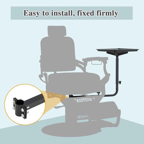 Salon Tray for Hair Stylist Steel Salon Tray Attached to Chair 360 Degree Rotating Salon Tray for Barber Chairs Hairdressing Tools Tattoo(Black)