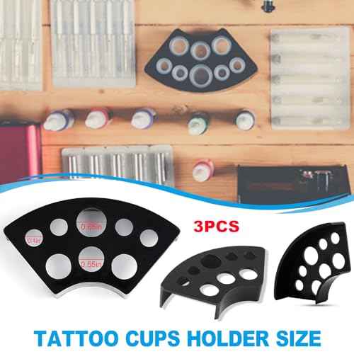 303Pcs Tattoo Ink Caps Kit - Emalla 3Pcs Black Tattoo Ink Cups Holder with 300Pcs Tattoo Ink Caps 100 Small 100 Medium 100 Large Tattoo Ink Cups Tattoo Ink Container Tattoo Kit Tattoo Supplies