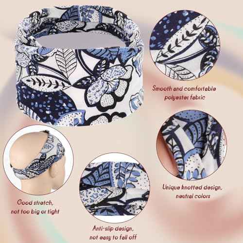 obeoby 8 Pack Headbands for Women, Boho Style Headbands Non Slip Fashion Wide Headband Hair Wrap Stocking Stuffers for Women Girls