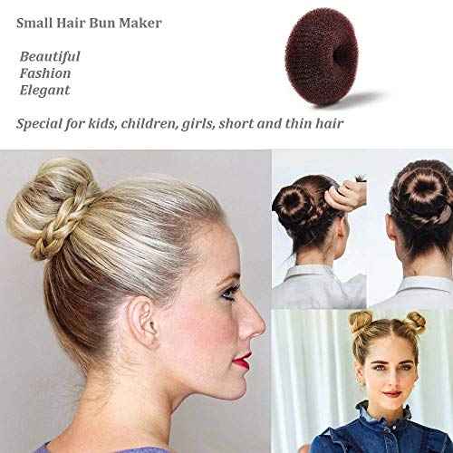 Hair Donut Set - 12 Pcs Crown Shapers for Short and Thin Hair, Kids Girls Women (Size S/ 2.3 Inch, Dark Brown)