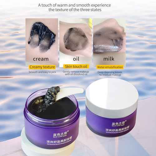 BLUE LOVE Black Makeup Remover Cleansing Cream for Eyes, Face & Lips - Deep Cleaning Moisturizing Balm, Gentle Makeup Melting for All Skin Types