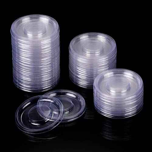 100 Pieces Round Eyelash Tray Holder Plastic Eye Lash Trays Lid for False Eyelash Storage Case Empty Holder Box Packaging Box Cosmetic Container (Transparent)
