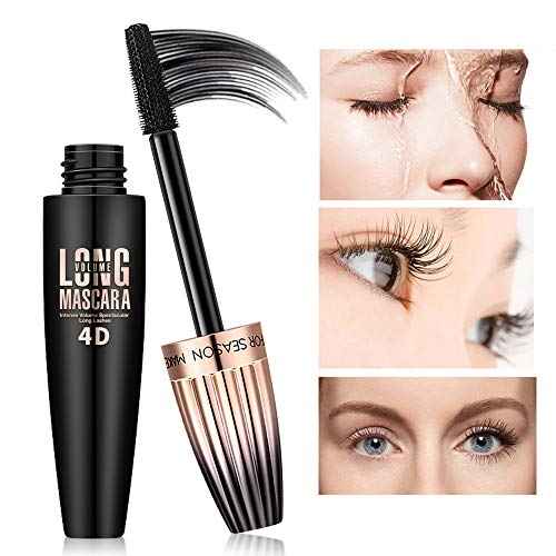 4D Silk Fiber Lash Mascara, Waterproof Long Lasting Mascara Black Volume and Length Natural, Exquisitely Full, Lengthening Thickening Softer Fuller Lashes Amplify Smudge-Proof Eyelash Mascaras,1 Pack