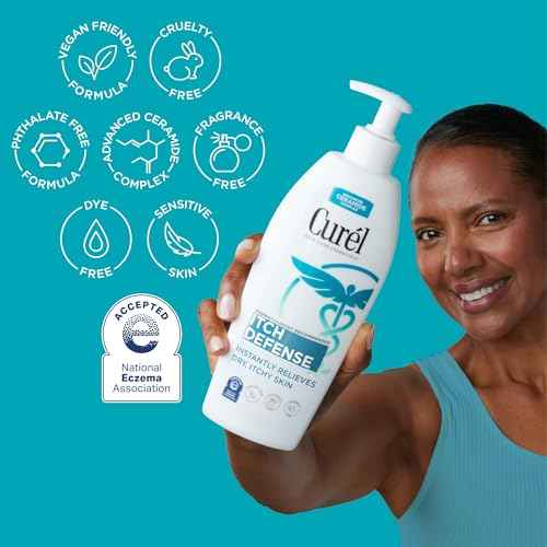 Curel Itch Defense Lotion for Sensitive and Dry Skin, Hand and Body Lotion that Helps Prevent Flare-Ups, Soothes Itchy Skin, Ceramide Moisturizer, Body Care, 20 Oz