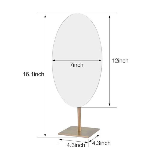 GURUN Large Oval Tabletop Vanity Mirror 7x12 Antique Brass Luxuries Makeup Mirror with Stand for Jeweller's M2017