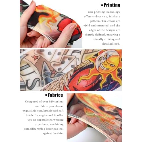 Kids Tattoo Sleeves for Boys Grils, Temporary Arm Tattoo Sleeves for Children, Fake Slip On Sunscreen Cooling Arms Sleeves,10 Pcs, Aged 5,6,7,8