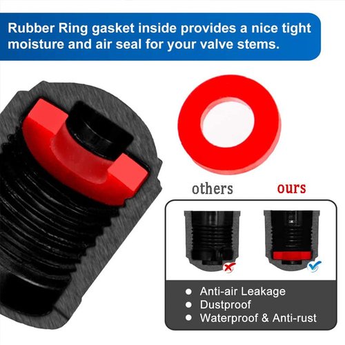 Tire Valve Stem Caps The Upgraded Version has a Sealing Ring for Car, Motorbike, Trucks, Bike, Bicycle （Black） (24)