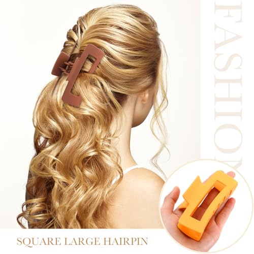 Hoteam 18 Pcs 4.1 Inch Large Hair Claw Clips Bulk Rectangular Big Hair Claws Matte Nonslip Banana Clip Strong Hold Plastic Barrettes for Women Gifts Accessories, 18 Colors