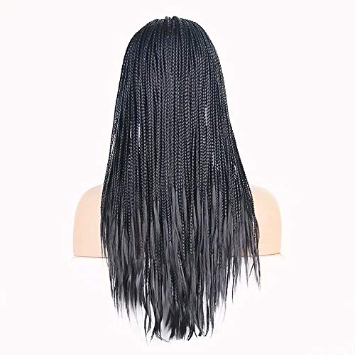 RONGDUOYI RDY 18 Inches Black Braided Lace Front Wigs for Black Women Natural Hairline Synthetic Wig Pre Plucked Glueless Braids Wig (180% Density,Style2)