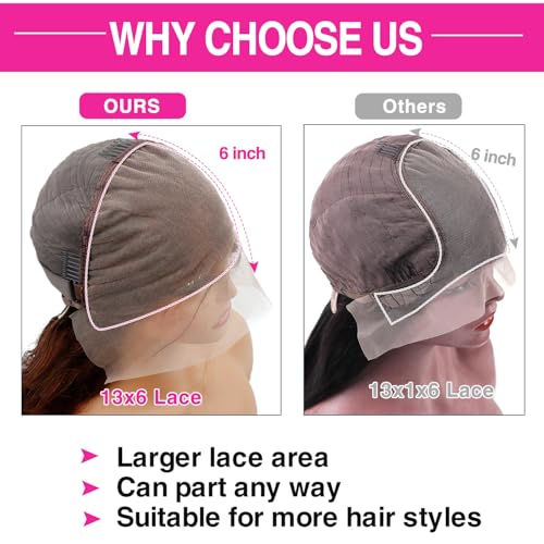 Chocolate Brown Lace Front Wigs Human Hair 13x6 HD Lace Front Human Hair Wigs For Women 250% Density #4 Middle Brown Lace Frontal Wig (16 Inch)