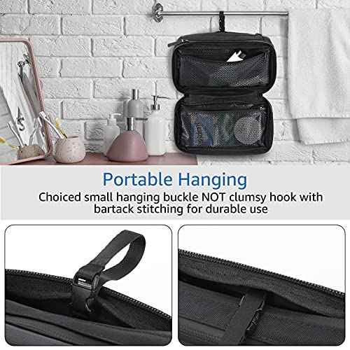 Purevave Compact Mens Toiletry Travel Bag, Mens Dopp Kit for Travel Waterproof, Wash Pouch Black