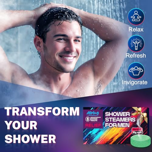 Shower Steamers for Men 8 Pack - Christmas Gifts for Men, Shower Bombs Aromatherapy with Essential Oils, Mens Stocking Stuffers, Gifts for Mens Who Have Everything, Relaxation Gift for Dad Husband