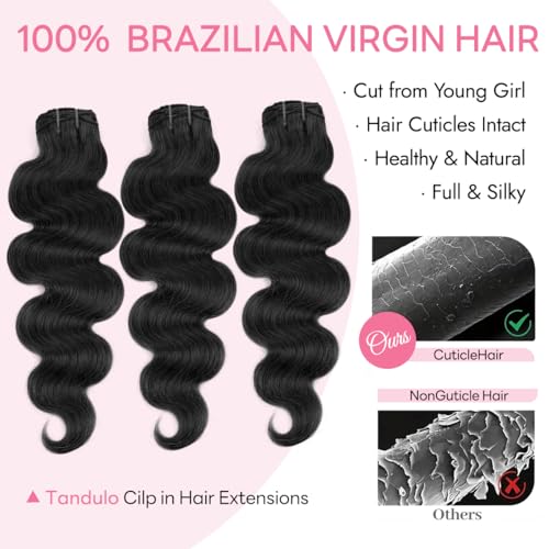 Clip in Hair Extensions Real Human Hair Body Wave 1B Natural Black Clip in 100% Brazilian Remy Human Hair Extensions 8pcs Per Set with 18 Clips Double Weft 24 Inch 120g/3.6oz