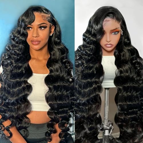 12 Inch 13X6 Body Wave Lace Front Wigs Human Hair 12A 250% Density Lace Frontal Wigs Glueless Wigs HD Lace Front Wigs Plucked with Baby Hair Natural Color