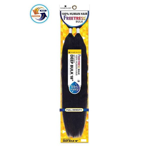 Shake-N-Go Freetress Human Hair Braids - Deep Bulk 18" - (Off Black 1B)