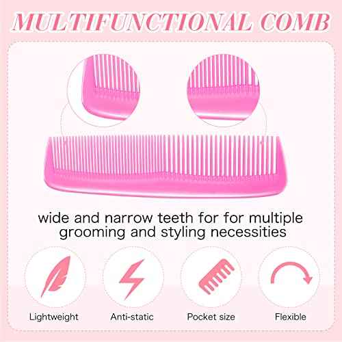 Nuanchu 12 Pcs Mini Wet Hair Brush and Comb Set Travel Brush Small Plastic Detangler Comb for Kids Toddler Baby Wet Curly Hair(Light Color)