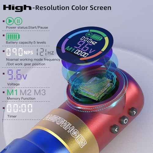 Wormhole Tattoo Gun Tattoo Kit Wireless Tattoo Machine ? Digital LED Display, 1500mAh Battery, 3 Modes (Normal/Jump-Start/Dot Work), Includes 20Pcs Tattoo Needles, Tattoo Pen for Lining & Shading