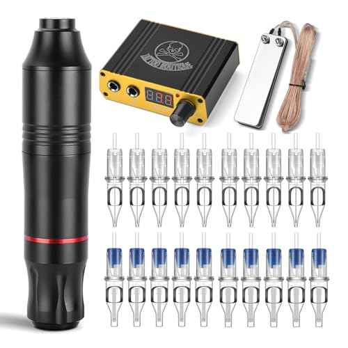 ATOMUS Cartridge Tattoo Machine Kit Pen Rotary Tattoo Machine with Power Supply 20pcs Mixed Cartridge Needles Foot Pedal DC Clip Cord