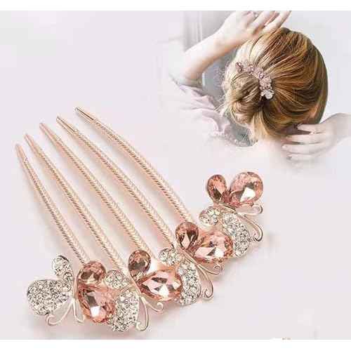 2 Pcs Rhinestones Butterfly Hair Side Combs Bride Crystal Hair Combs Clips for Women Girls Long Teeth Hair Clips Hair Accessories for Wedding Party Daily (A-Gray)