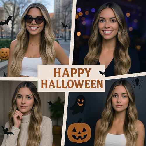 Long Ombre Blonde Wigs for Women 26 inch Long Wavy Middle Part Wig Ombre Blonde Wigs Upgraded Protein Fiber Hair Replacement Wig Cosplay Costume Halloween Wig(26'' Brown Ombre Blonde)